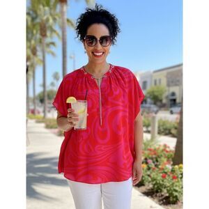 Michael Kors Chain-Neck Silk-Look Blouse (3X)